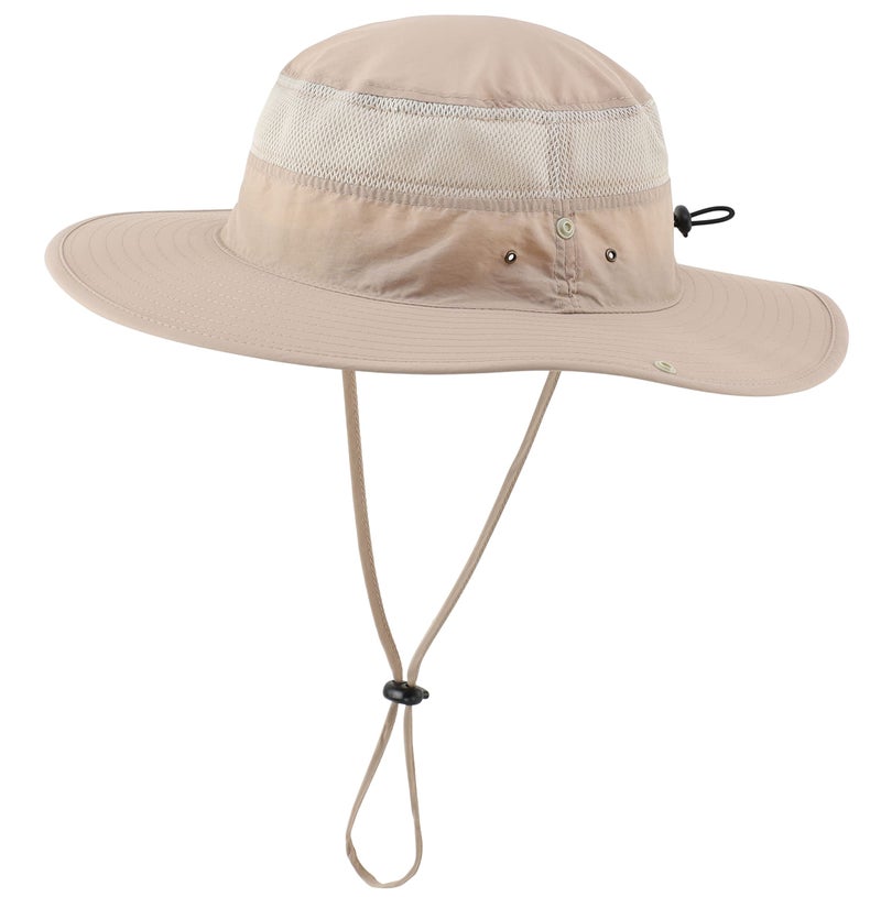 Connectyle Outdoor Mesh Sun Hat Wide Brim Sun Protection Hat Summer Fishing Hunting Hiking Gardenig Hat Light Khaki - Image 1